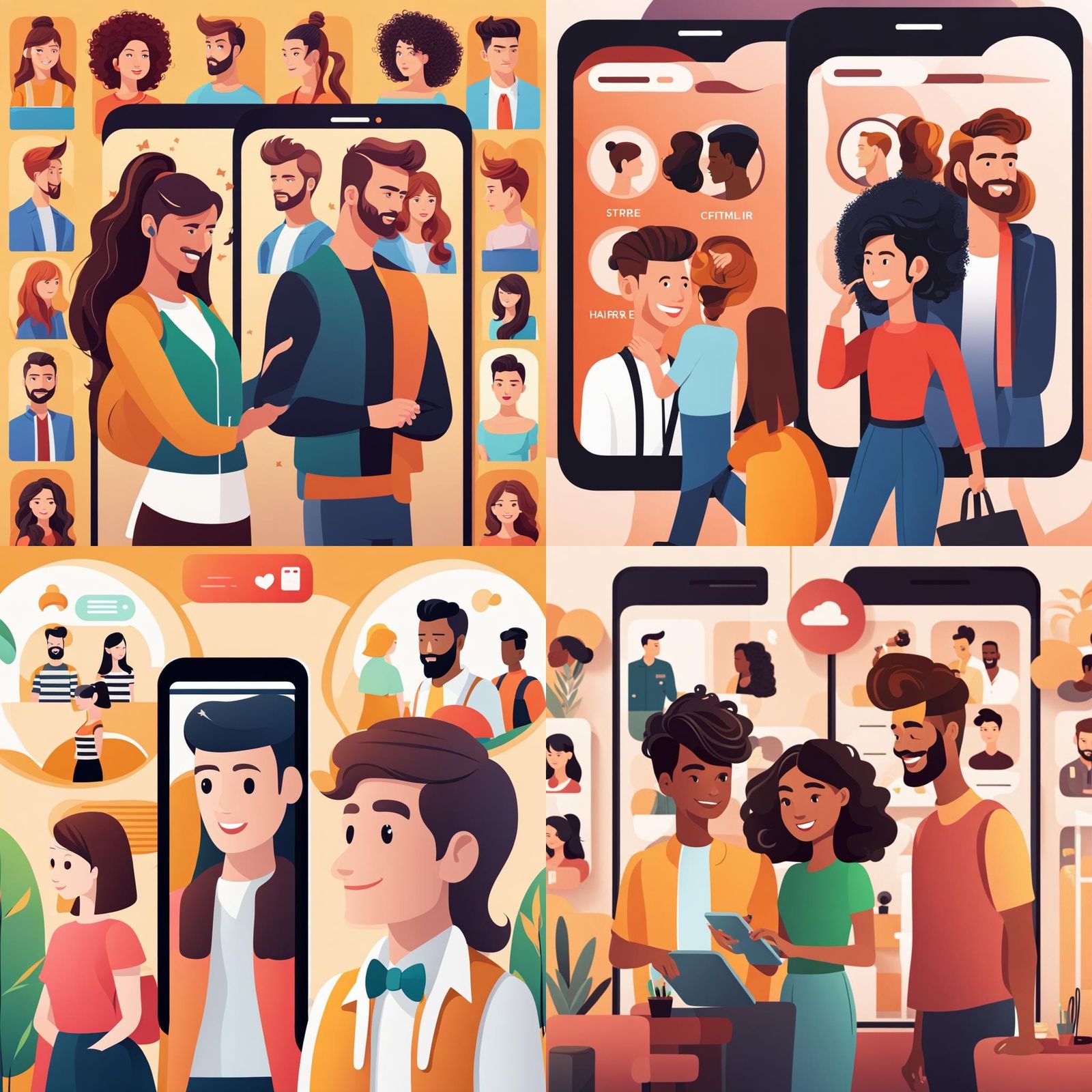 Couple Using Hairstyle App with Augmented Reality