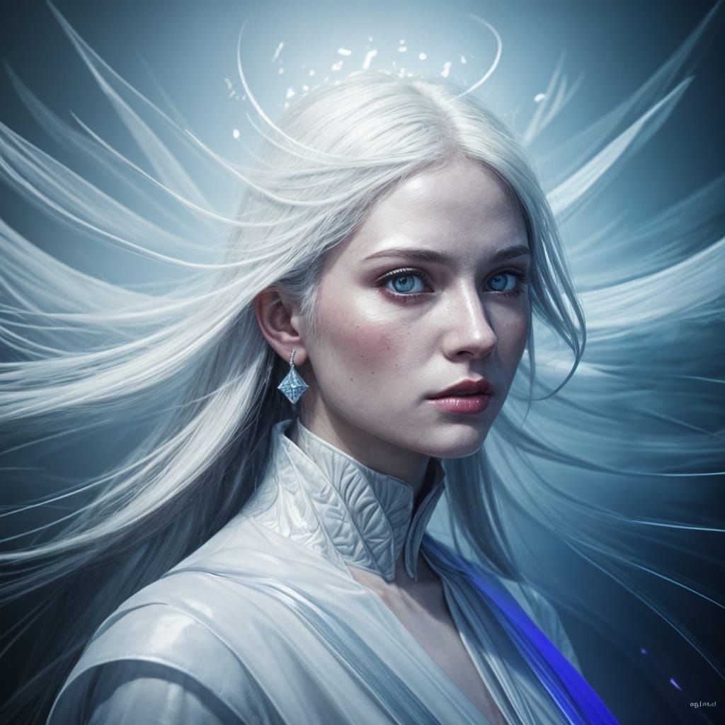 Surreal Woman of Light: Hyperrealistic Splash Art