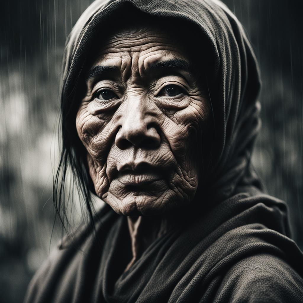 Powerful Double Exposure Portrait of an Asian Woman