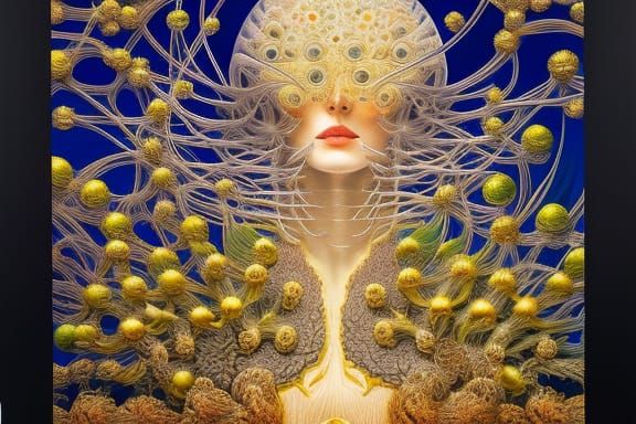 Brain Network in Warped Perspective: Detailed Digital Art