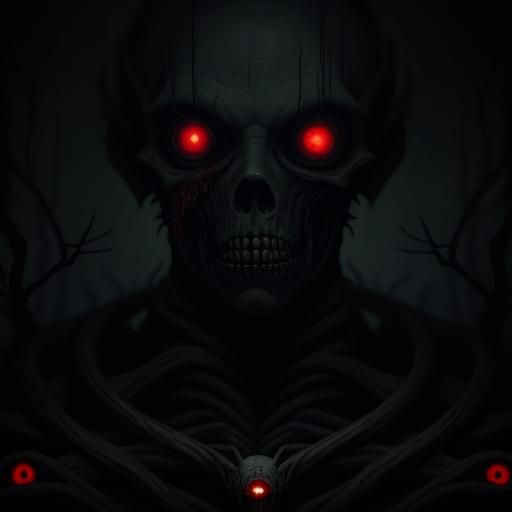 Surreal Macabre Landscape Dominated by a Thousand Eyes