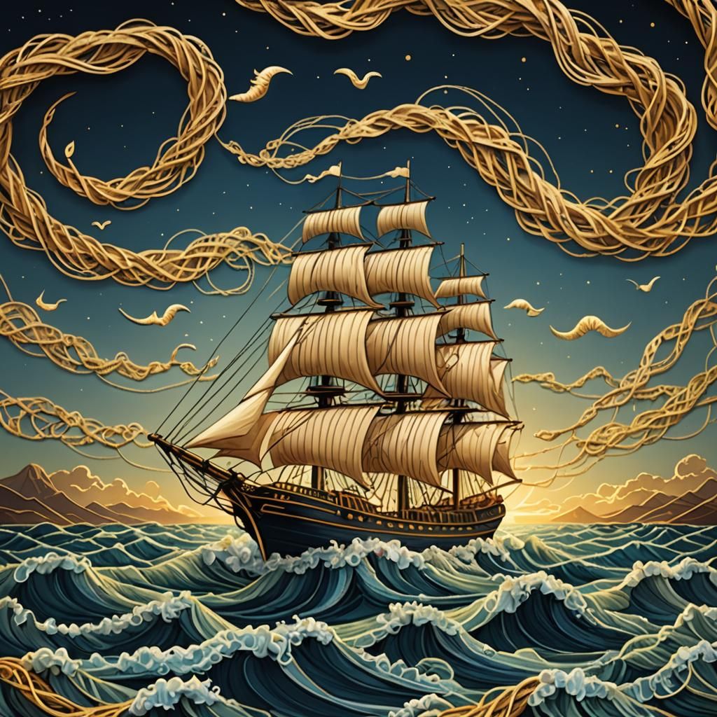Twine Ship Sailing on Stringy Waves in Expressionism
