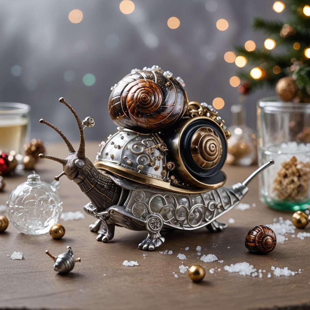 Steampunk Cyborg Snail Christmas Eve Feast