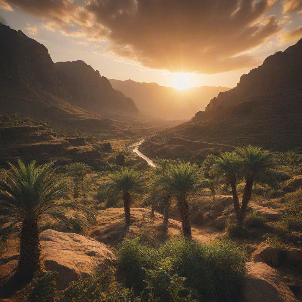 Majestic Yemeni Valley in Earthy Tones