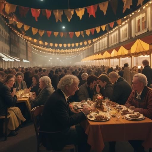 Oktoberfest Celebration in Munich at Golden Hour