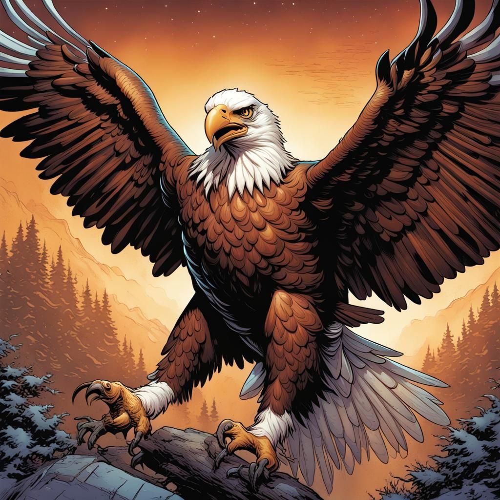 Eagle in Comic Book Art Style