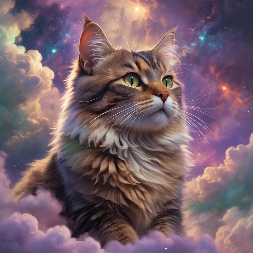 Nebula Cat in Oil Painting Style