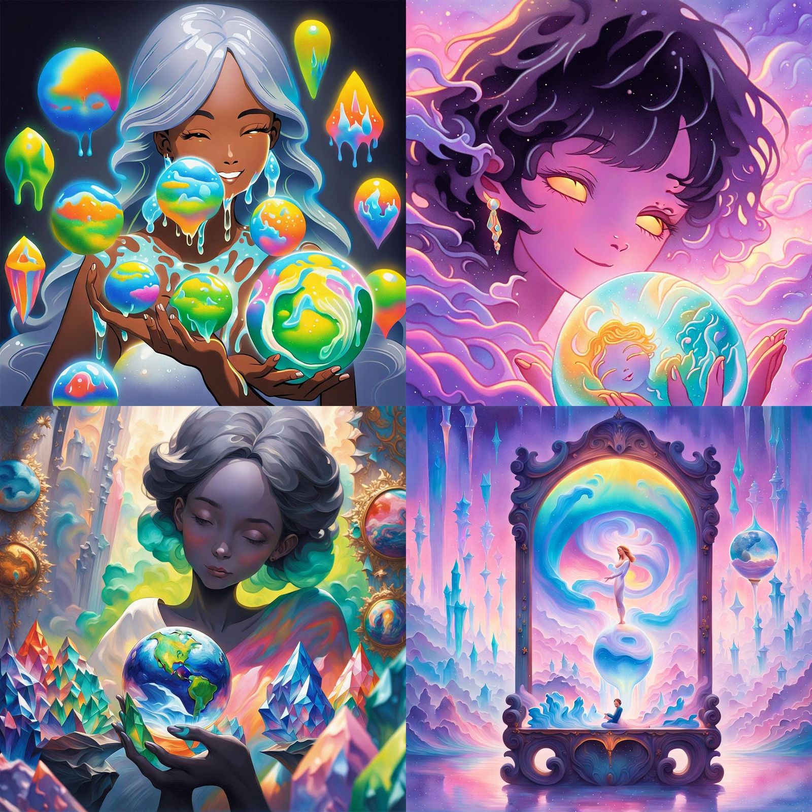 Ebony Venus Emerges Holding Miniature Earth