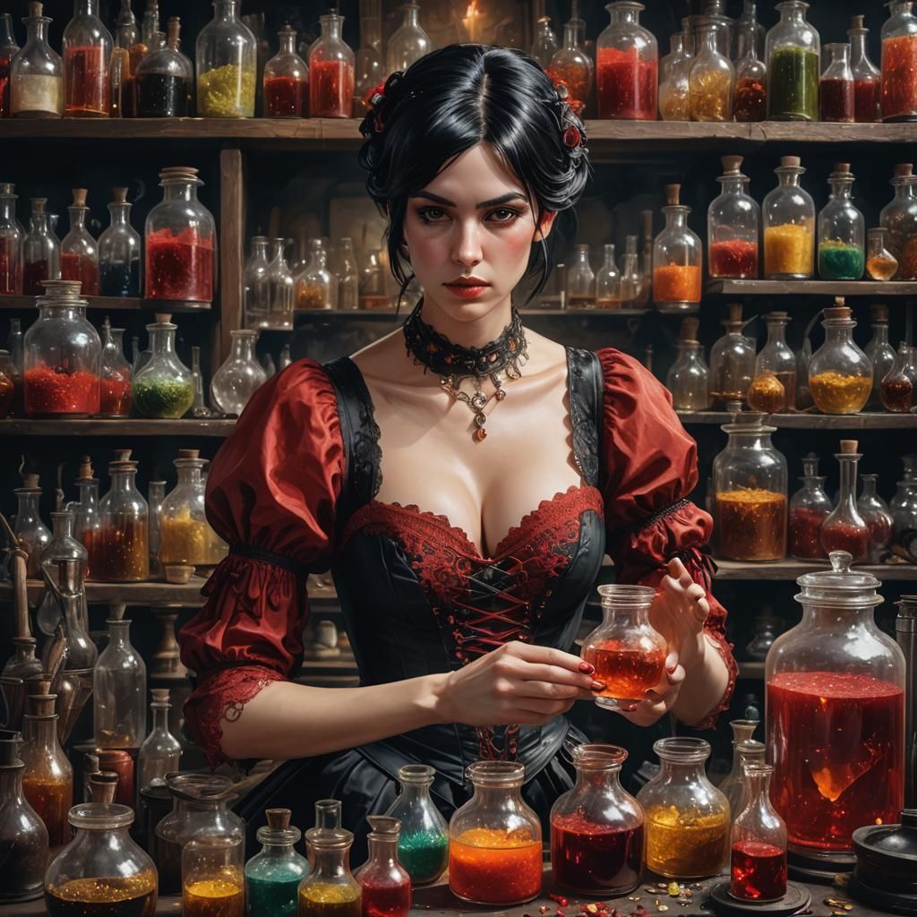 Young Alchemist in Studio: Hyperrealistic Illustration