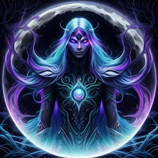 Vampire Werewolf in Mystical Forest: Visionary Art