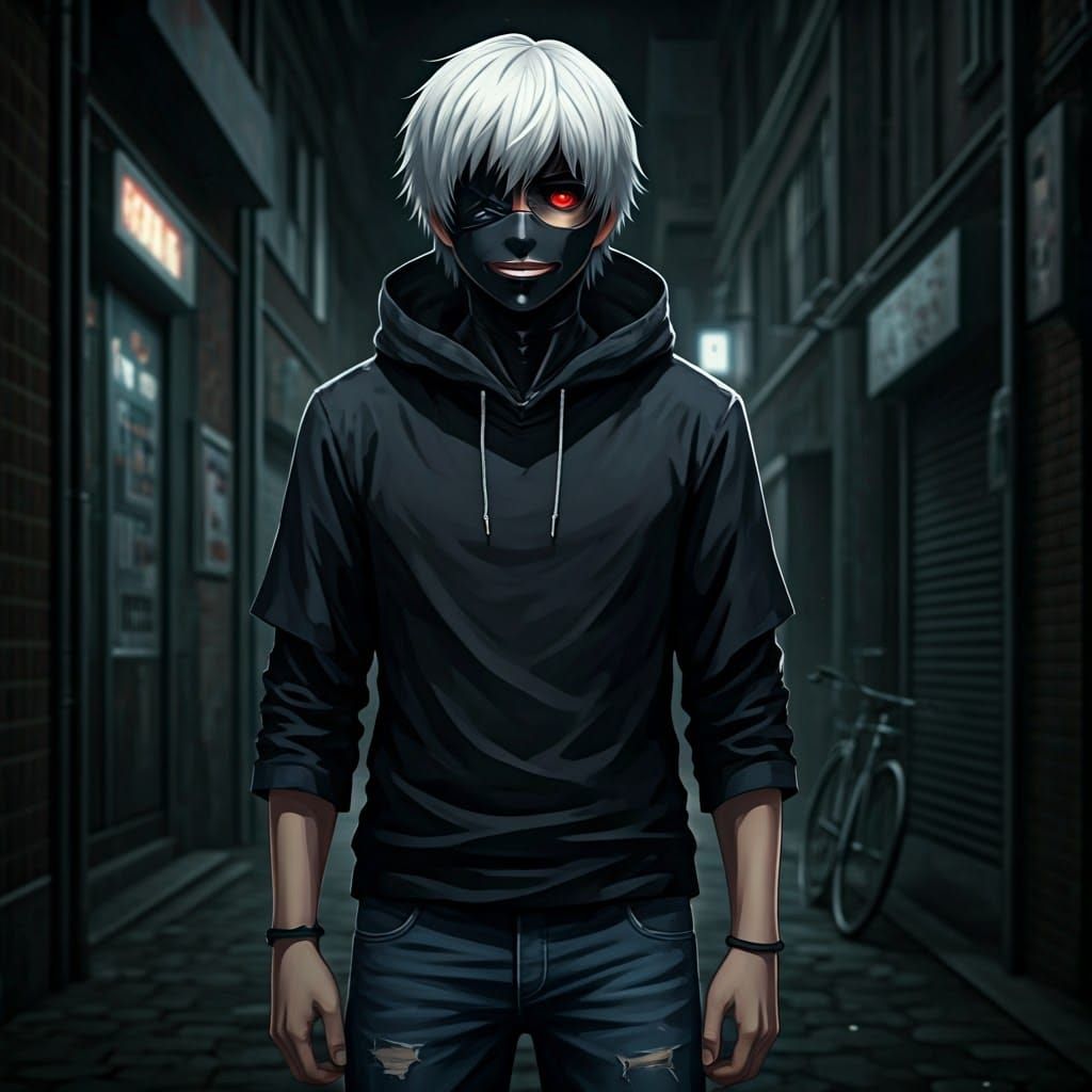 Ken Kaneki in Dark Alleyway, Digital Art