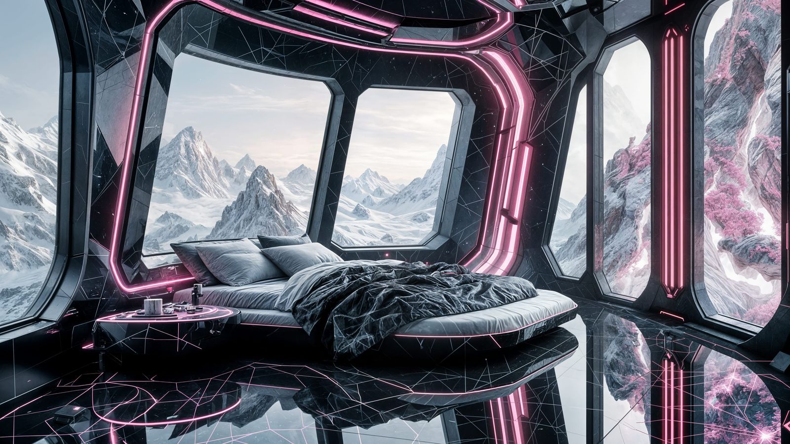 Luxury Colony Ship Bedroom in 3D Game Style