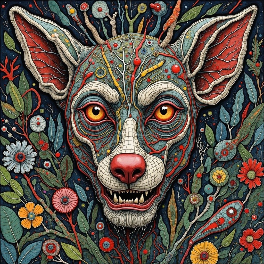 Surreal Planet Garden in Watercolor Style