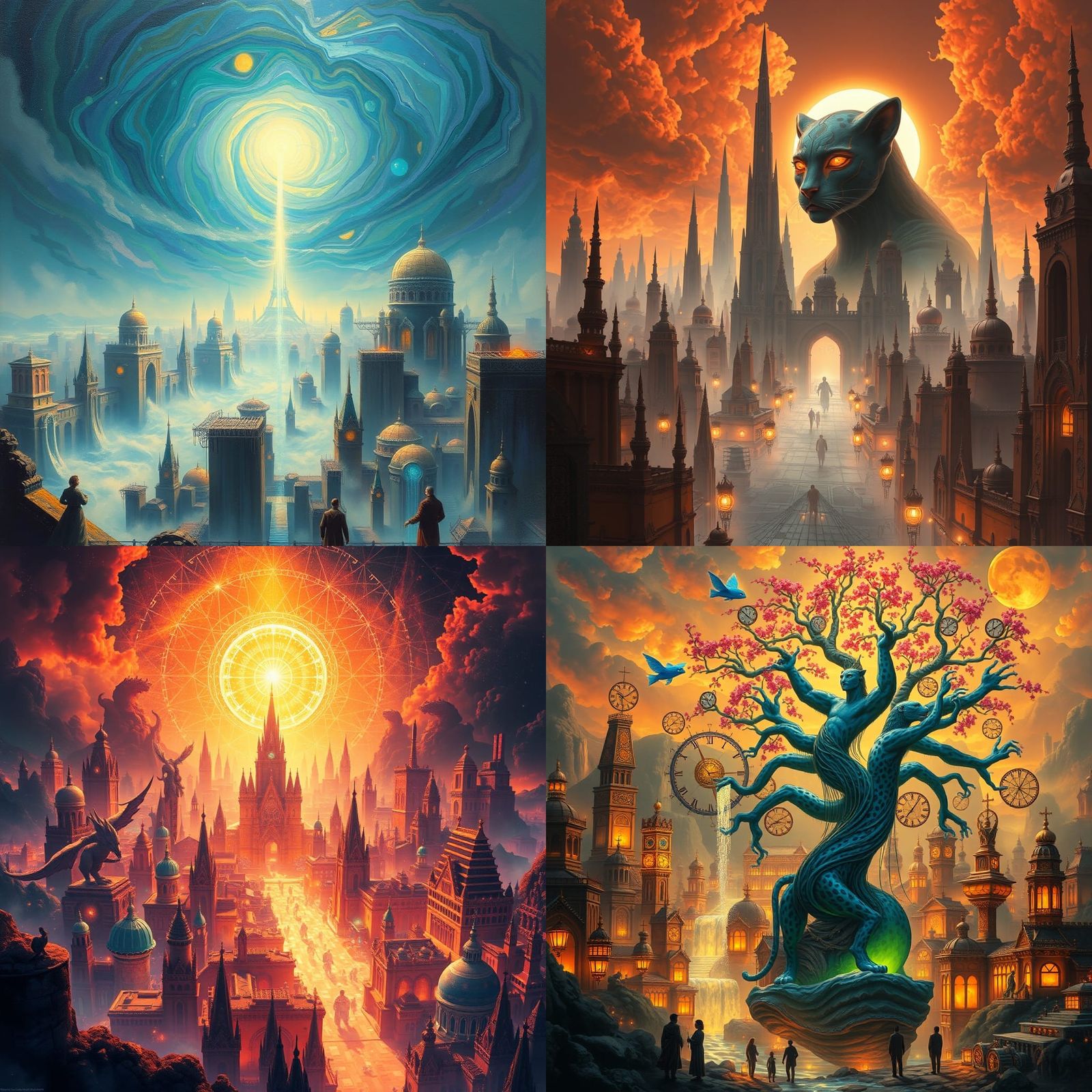 City of Fire Flooded with Geometric Light