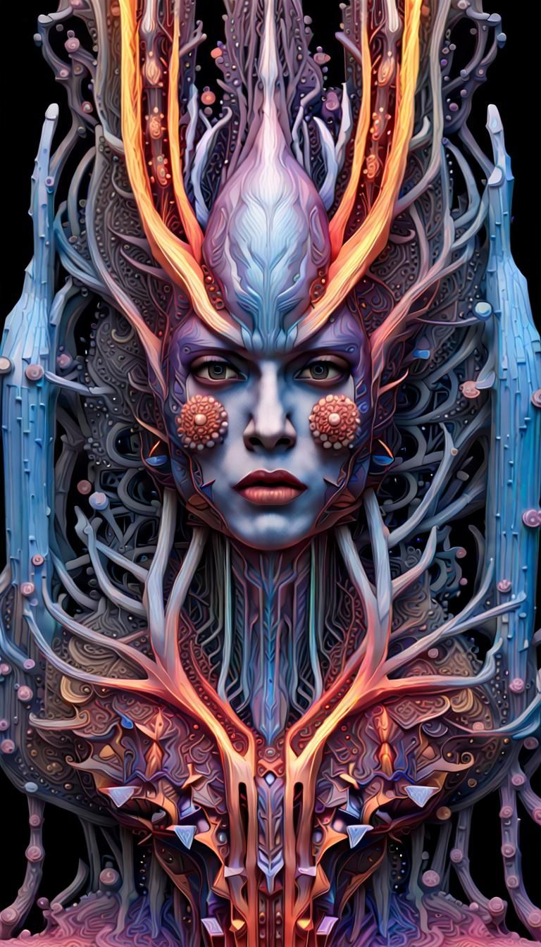 Fragments of AI Joy: Psychedelic 3D Render