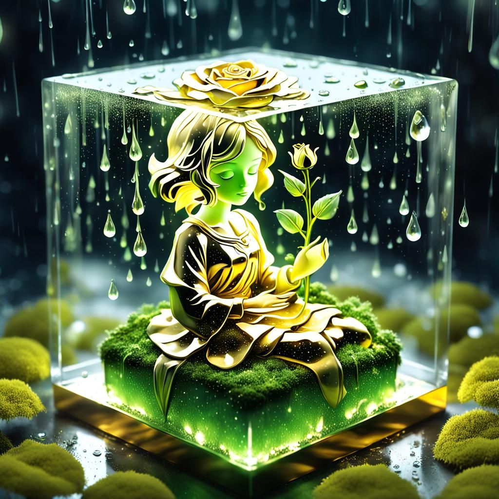 Glass Woman in Gold Rose: Graffiti Art