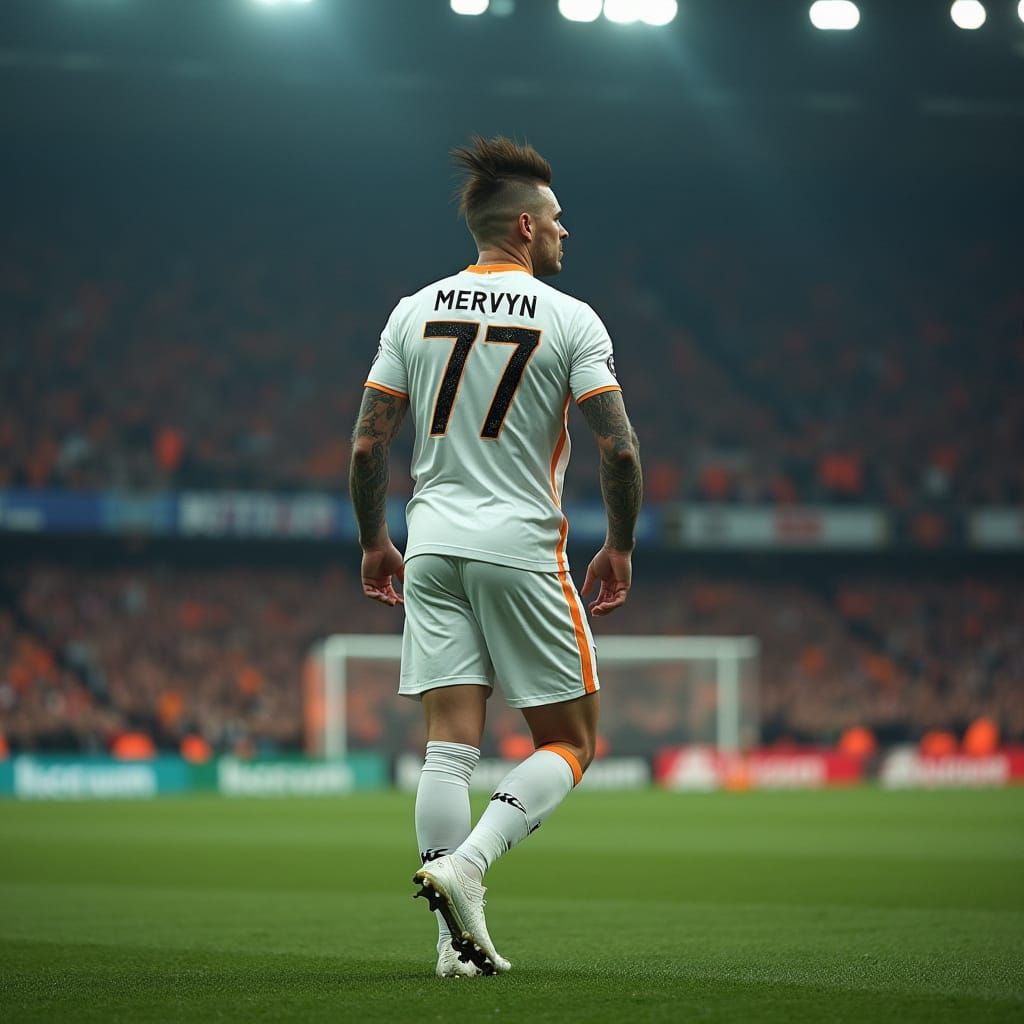 Footballer in Jersey 77, Triumphant on the Pitch