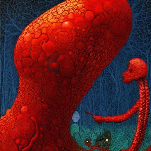 Surreal Mushroom Bed: Digital Pop Art