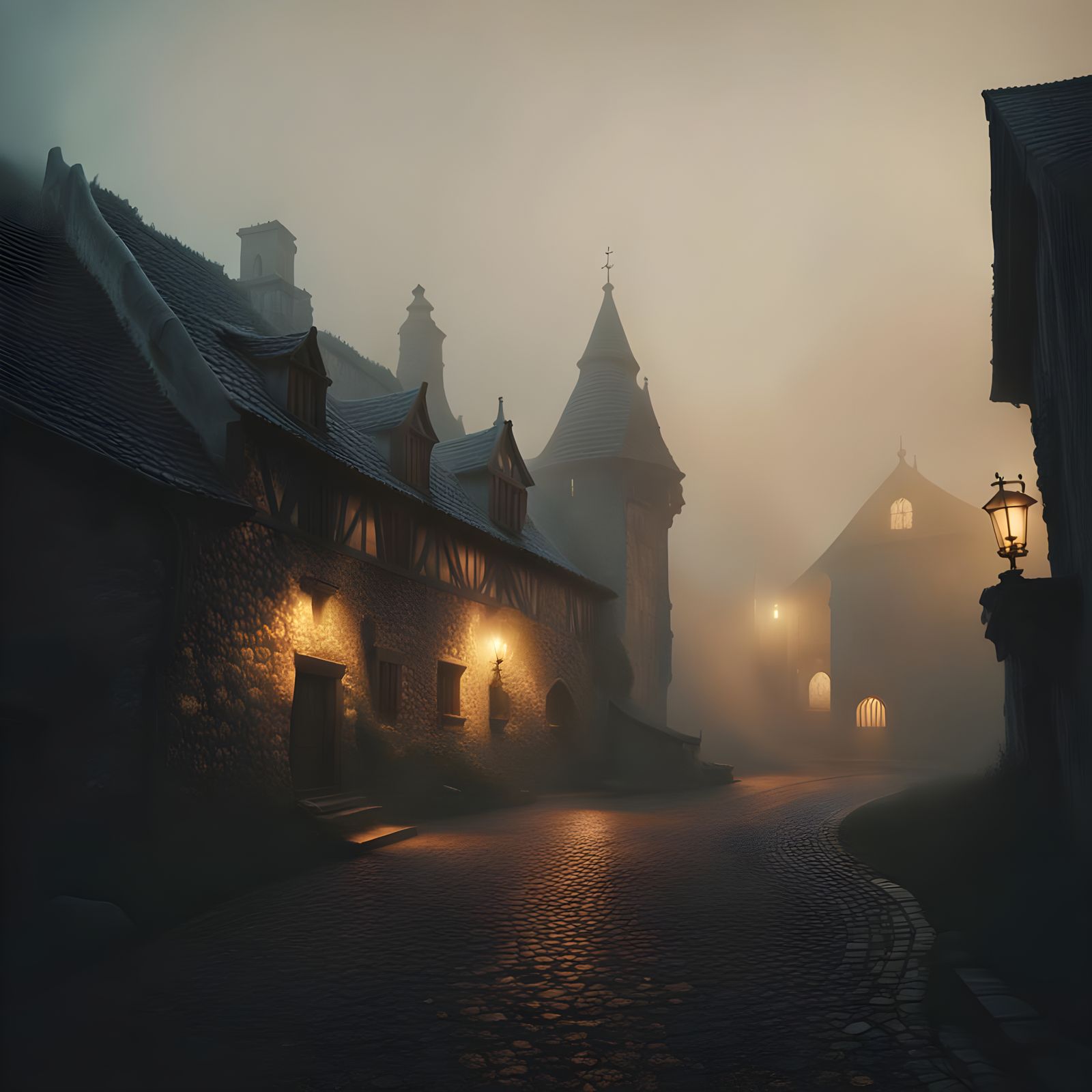 Mysterious Sleepy Hollow Village in Photo Style