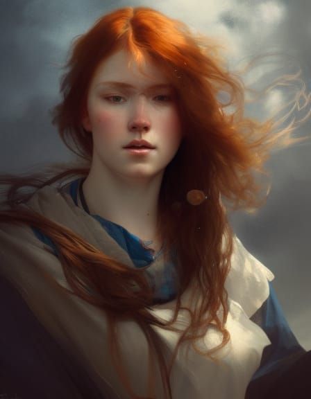 Scottish Redhead Portrait in Art Nouveau Style