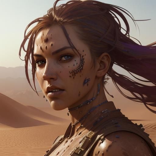 Hyperrealistic Desert Woman in Splash Art Style