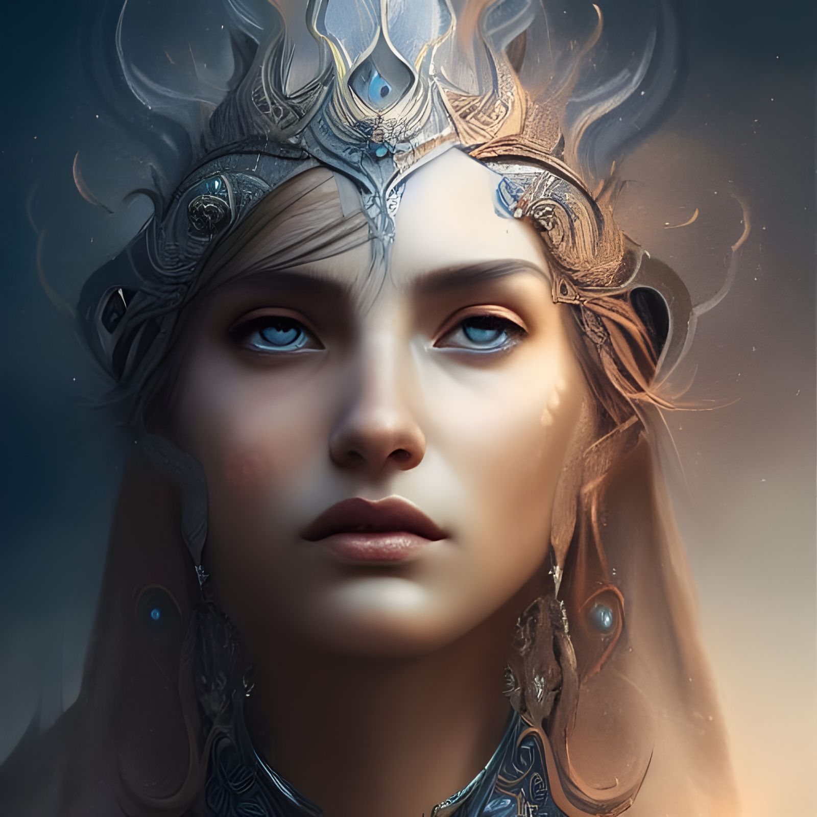 Elemental Goddess Portrait in Maximalist Style