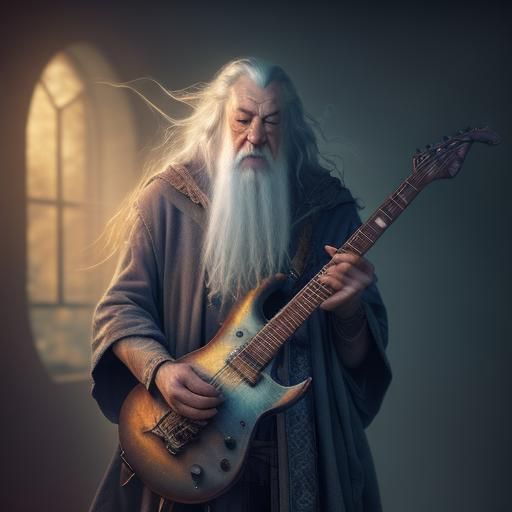 Gandalf Shreds: Electric Guitar in Space Art