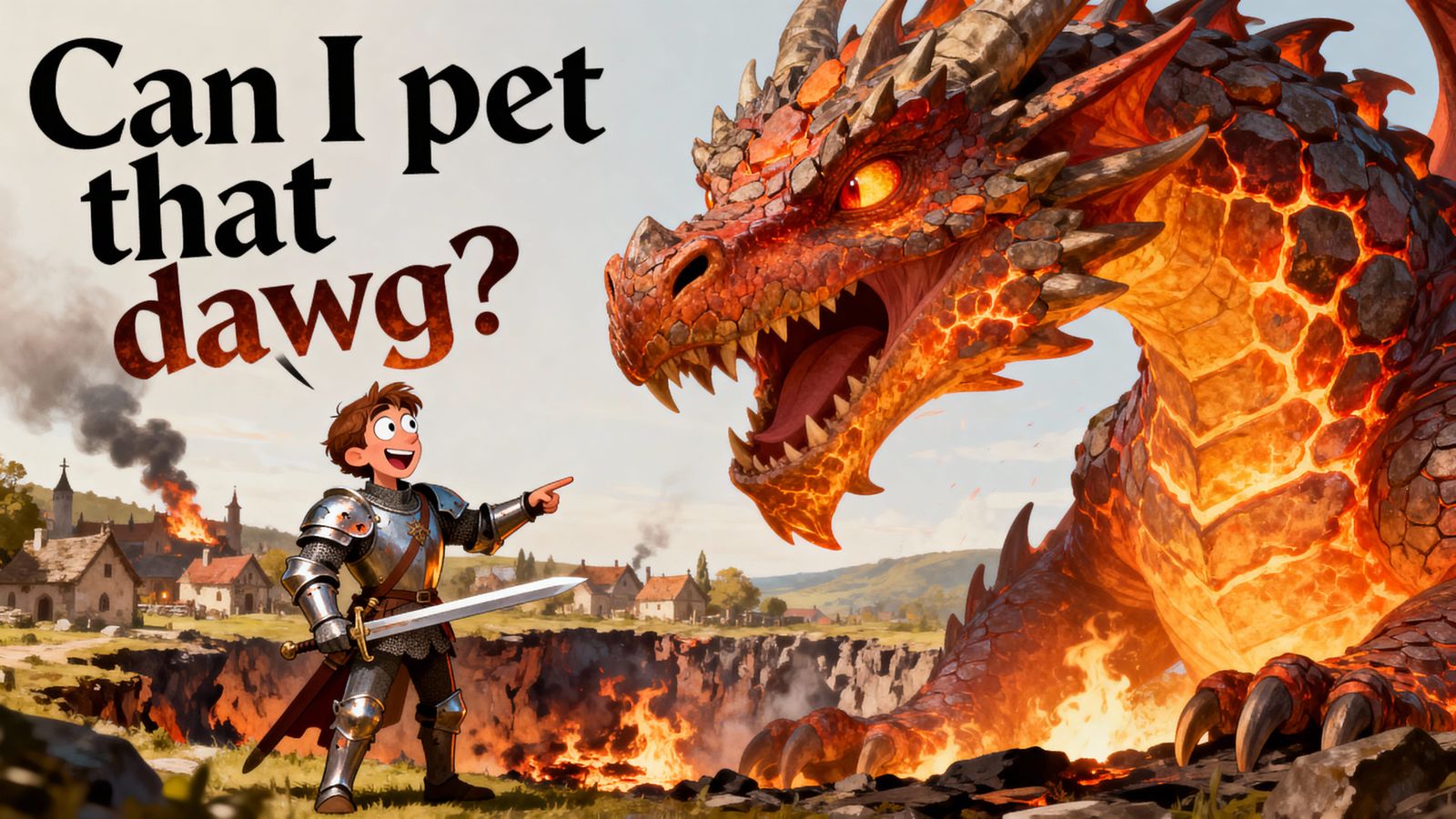 Naive Knight Asks to Pet Dragon in Hilarious Meme