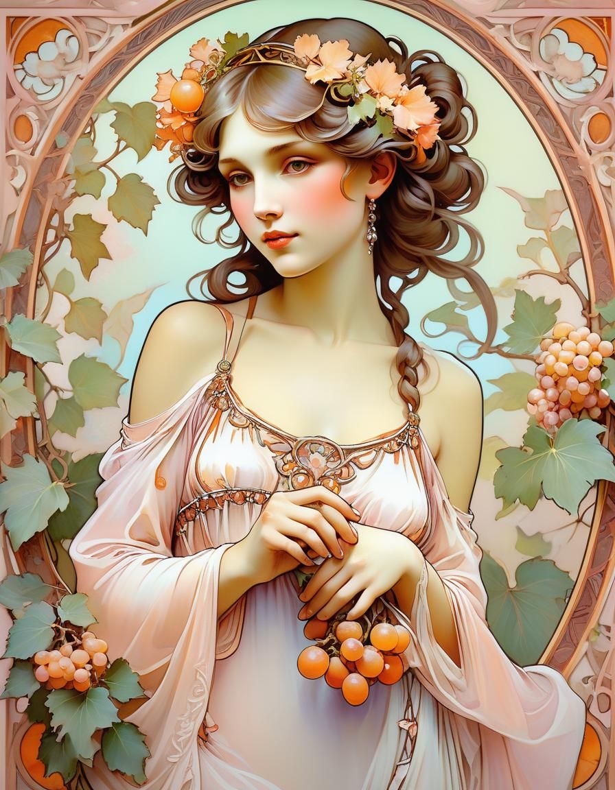 Art Nouveau beauty, Alphonse Mucha style