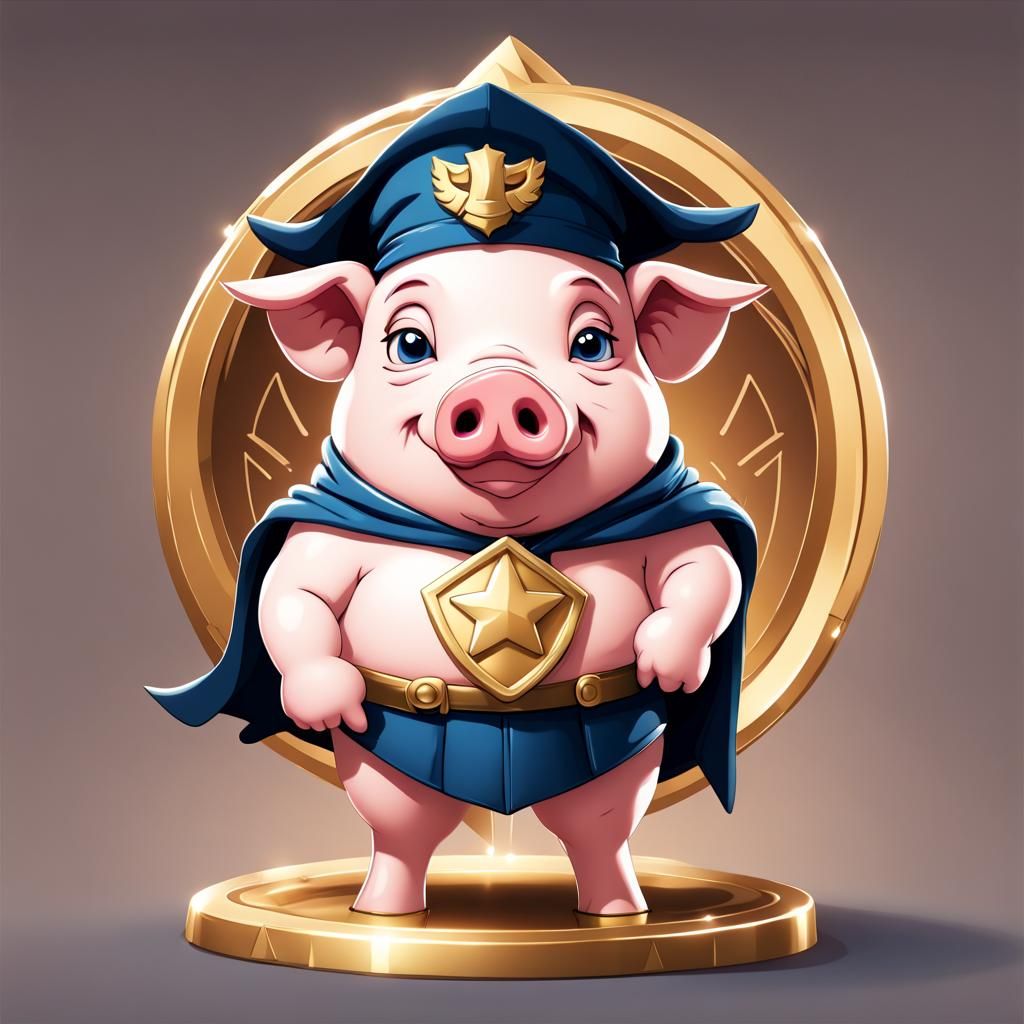 Cartoon Pig as Justice Hero in Rural Setting