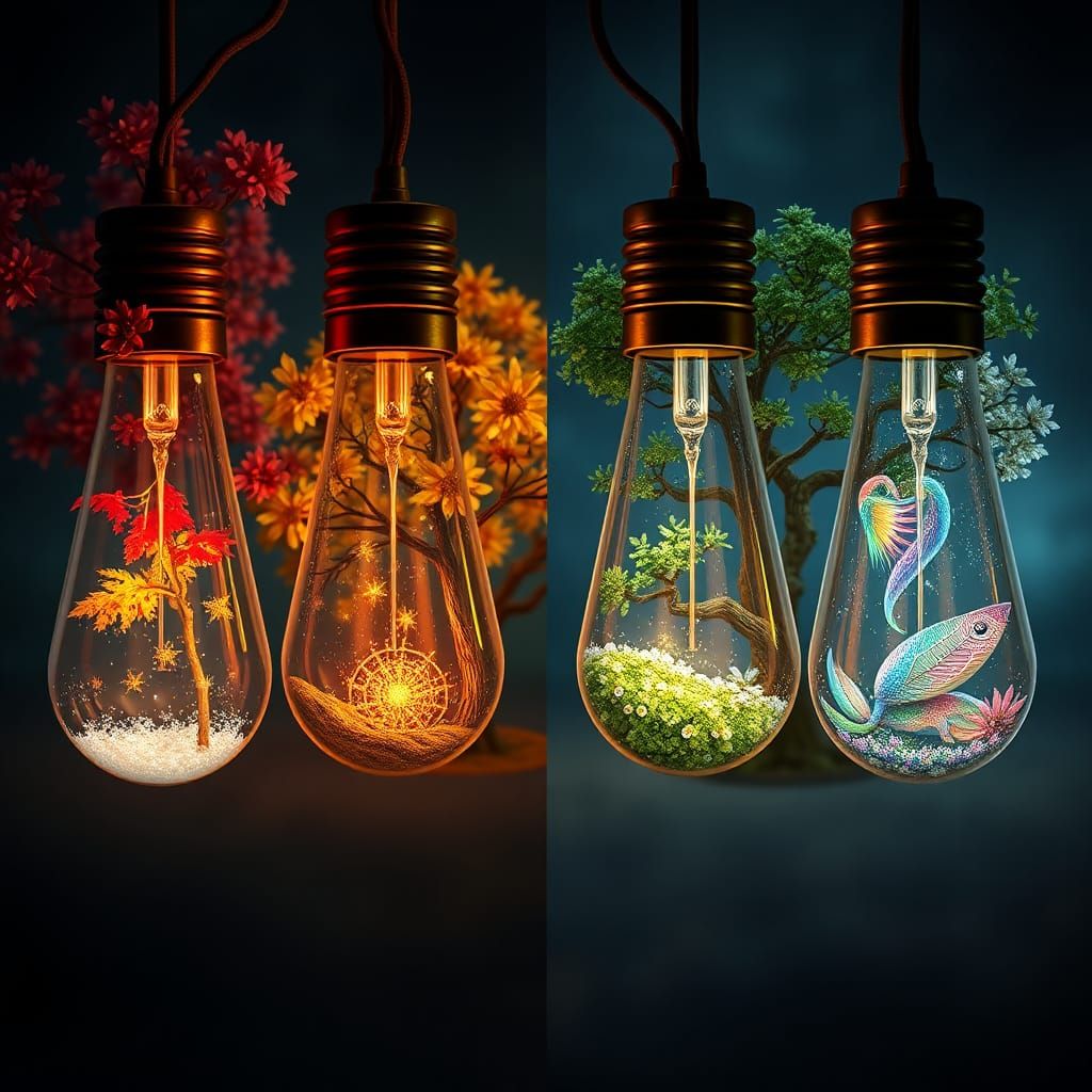 Four Seasons in Light Bulbs: Fantasy Concept Art