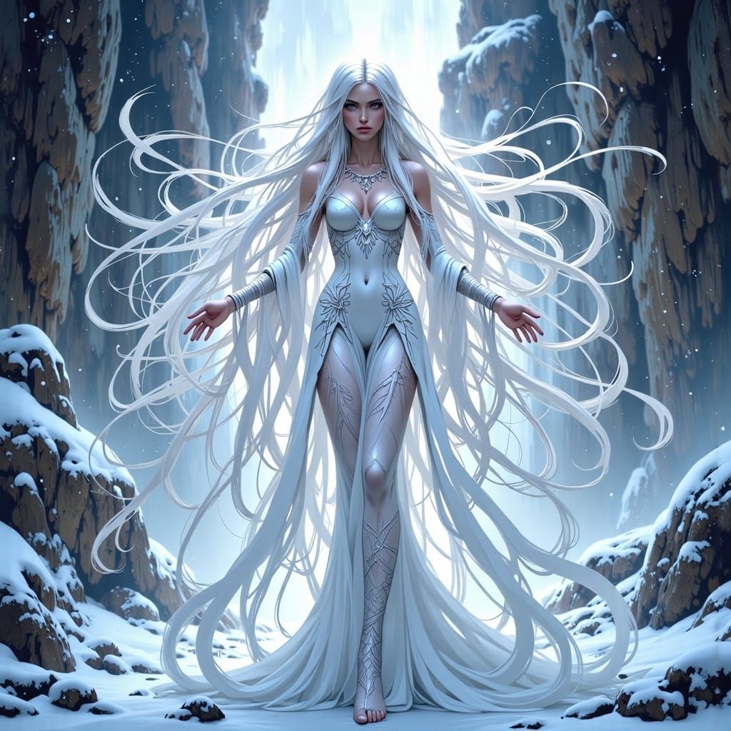Anime Portrait: Winter Queen Conjuring Blizzard
