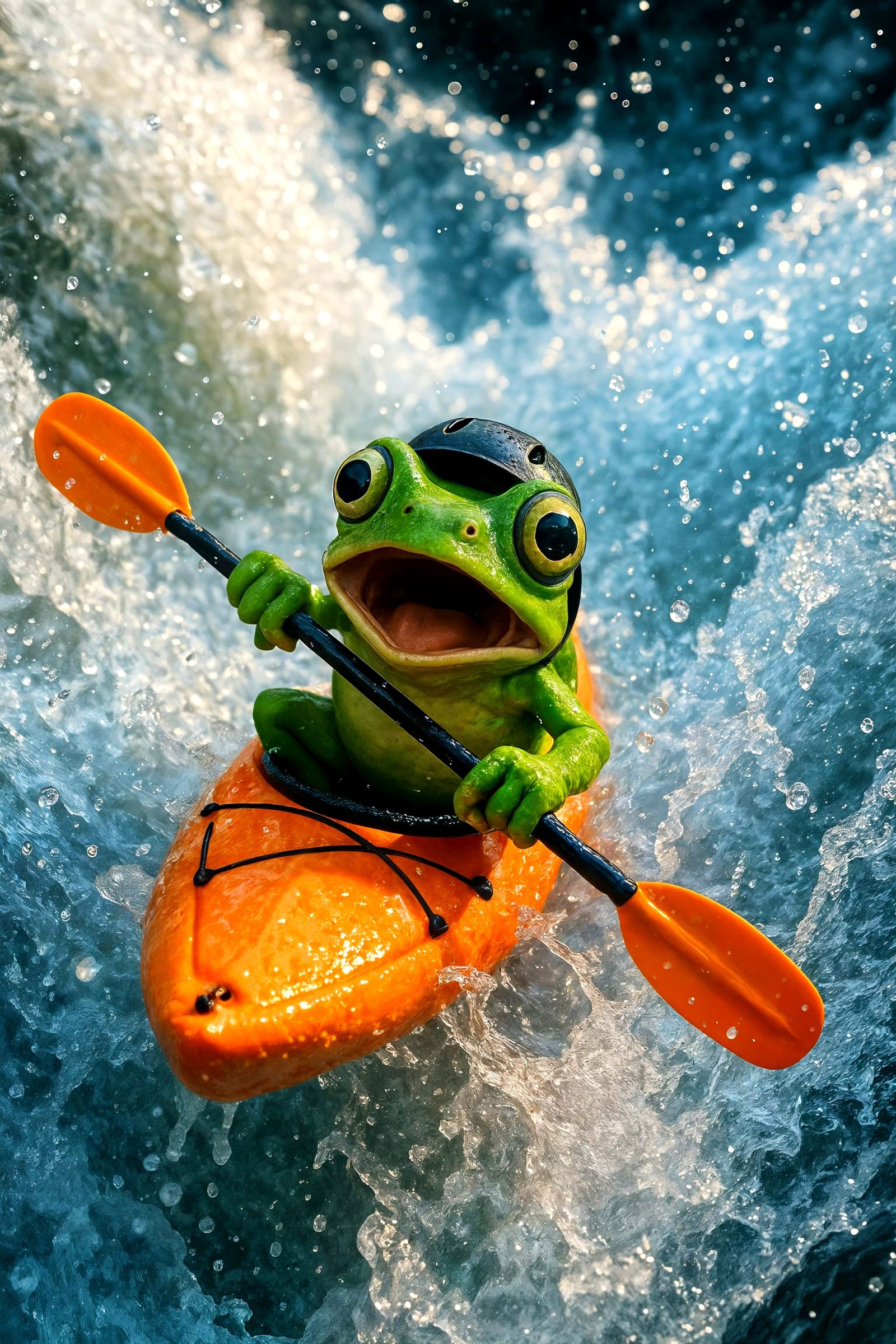 Adventurer Frog Kayaking Waterfall