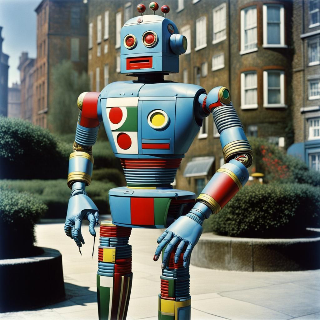 Vibrant Cyborg Robot in 1950s Style