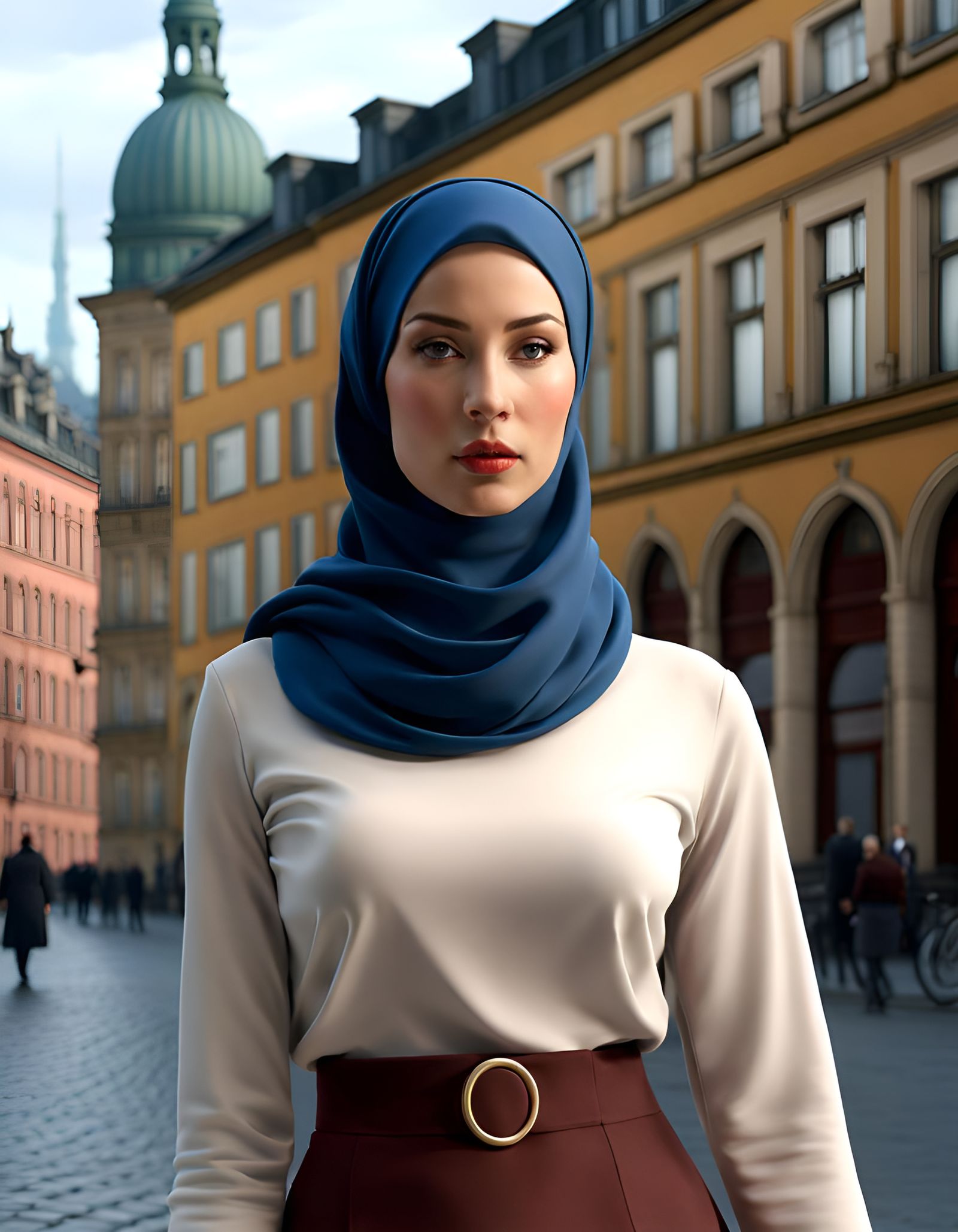 Modest Woman's Urban Exploration in Hamburg