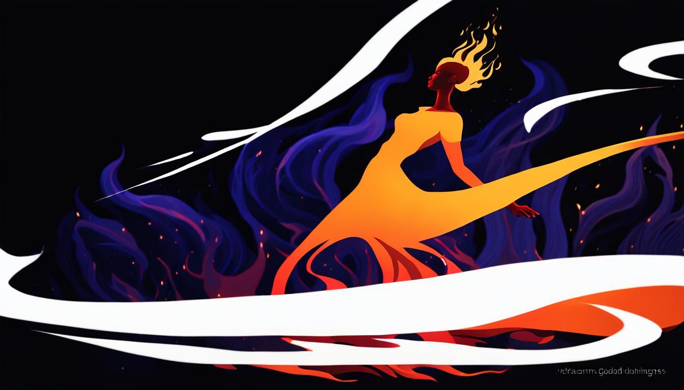 Fiery Dancer in Mystical Forest: Flame Art Render