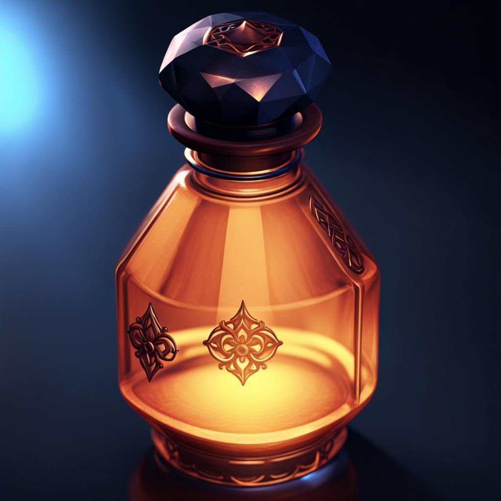 A blackwork sapphire potion bottle