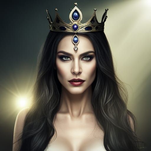 Fantasy Queen with Crown in Detailed Matte Painting