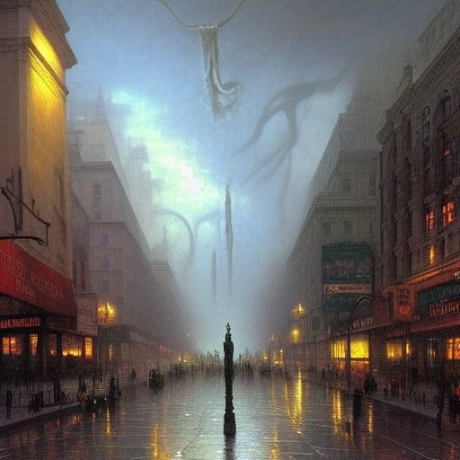 Surreal Metropolis Ghost in a Dreamlike Landscape