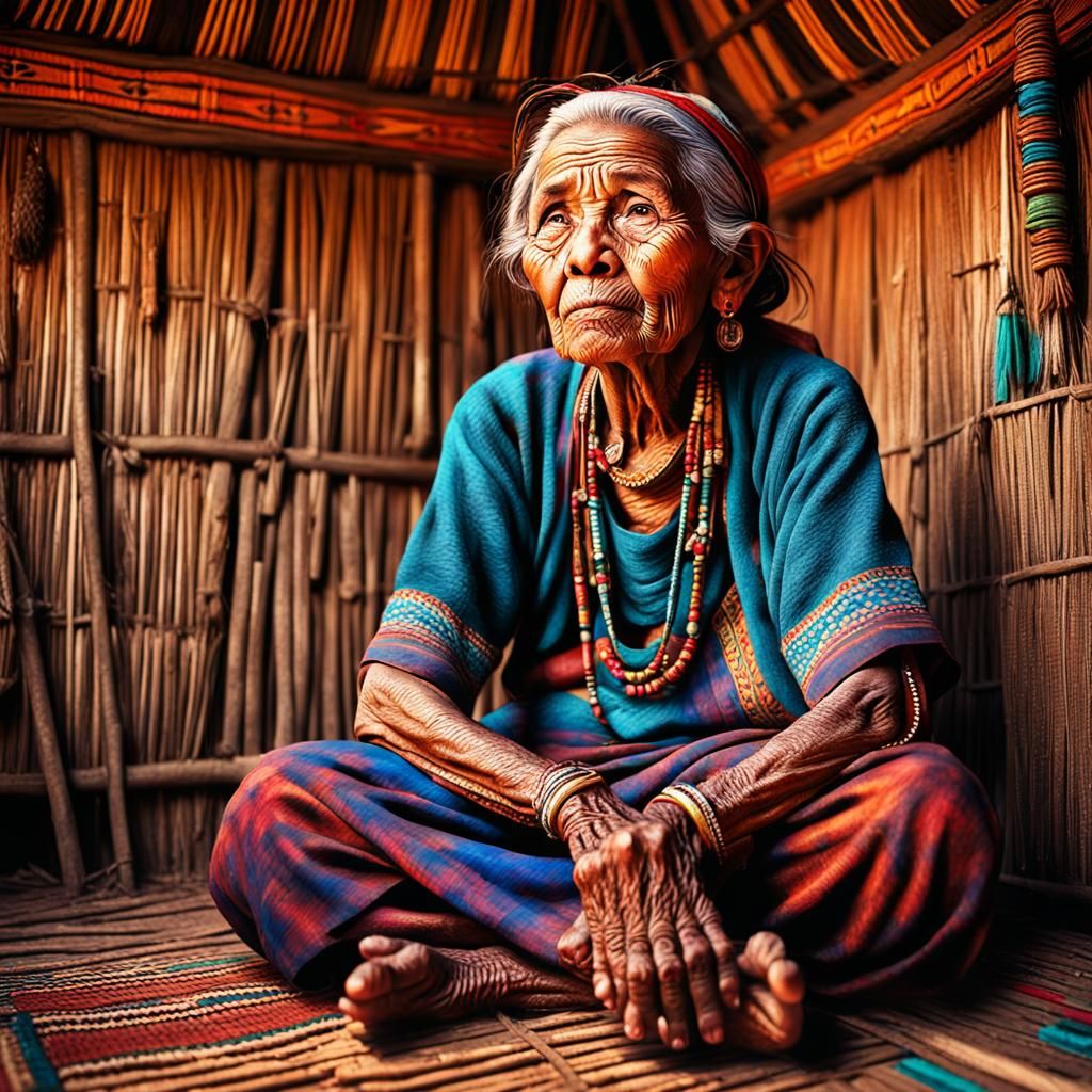 Wise Tribal Elder Portrait in Hyperrealistic Style