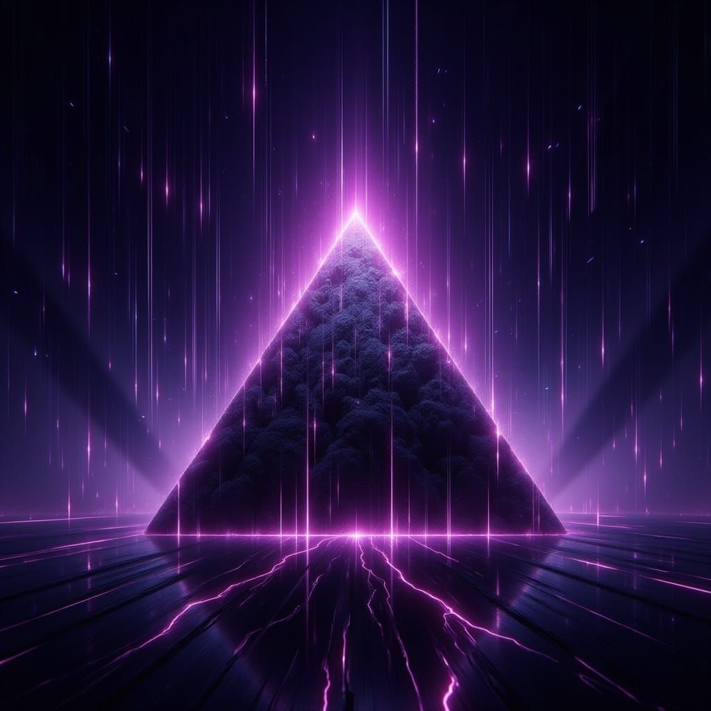 Cyberpunk Pyramid with Glitching Lines