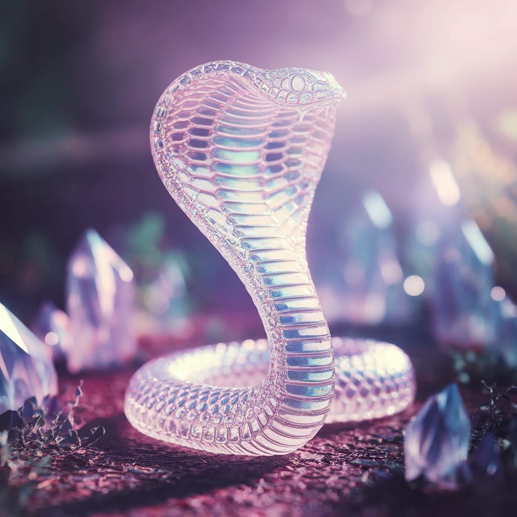 Regal Crystal Cobra in Whimsical Forest Glade