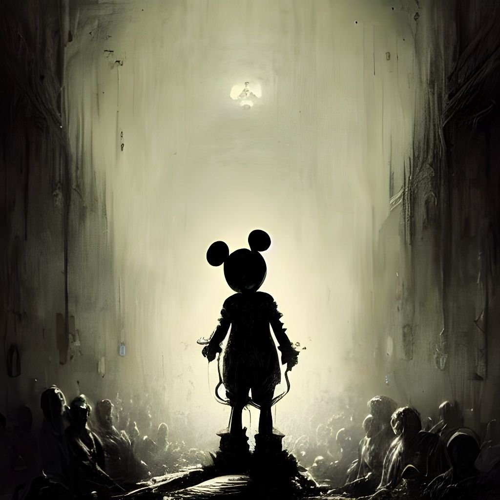 Mickey Mouse Horror Scene in Doré Style