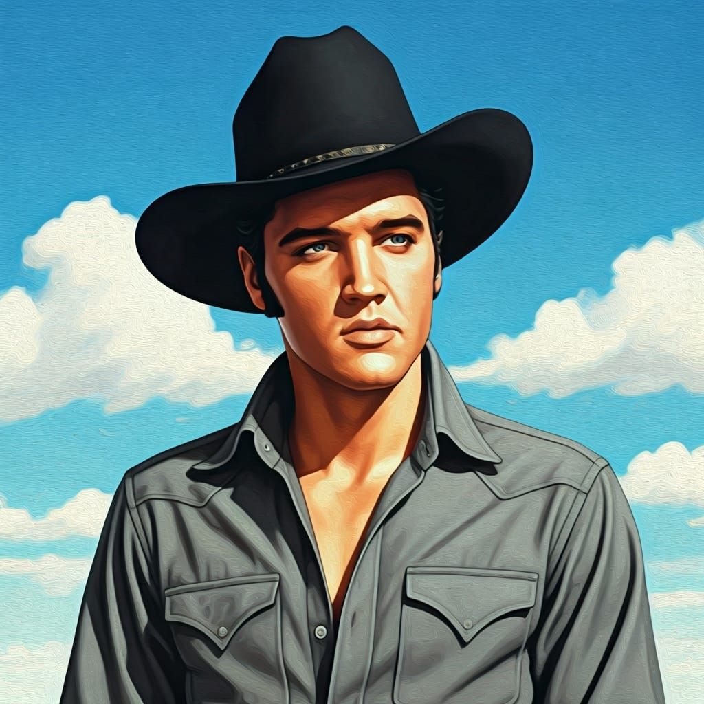 Young Man in Cowboy Hat: Impressionistic Oil Portrait