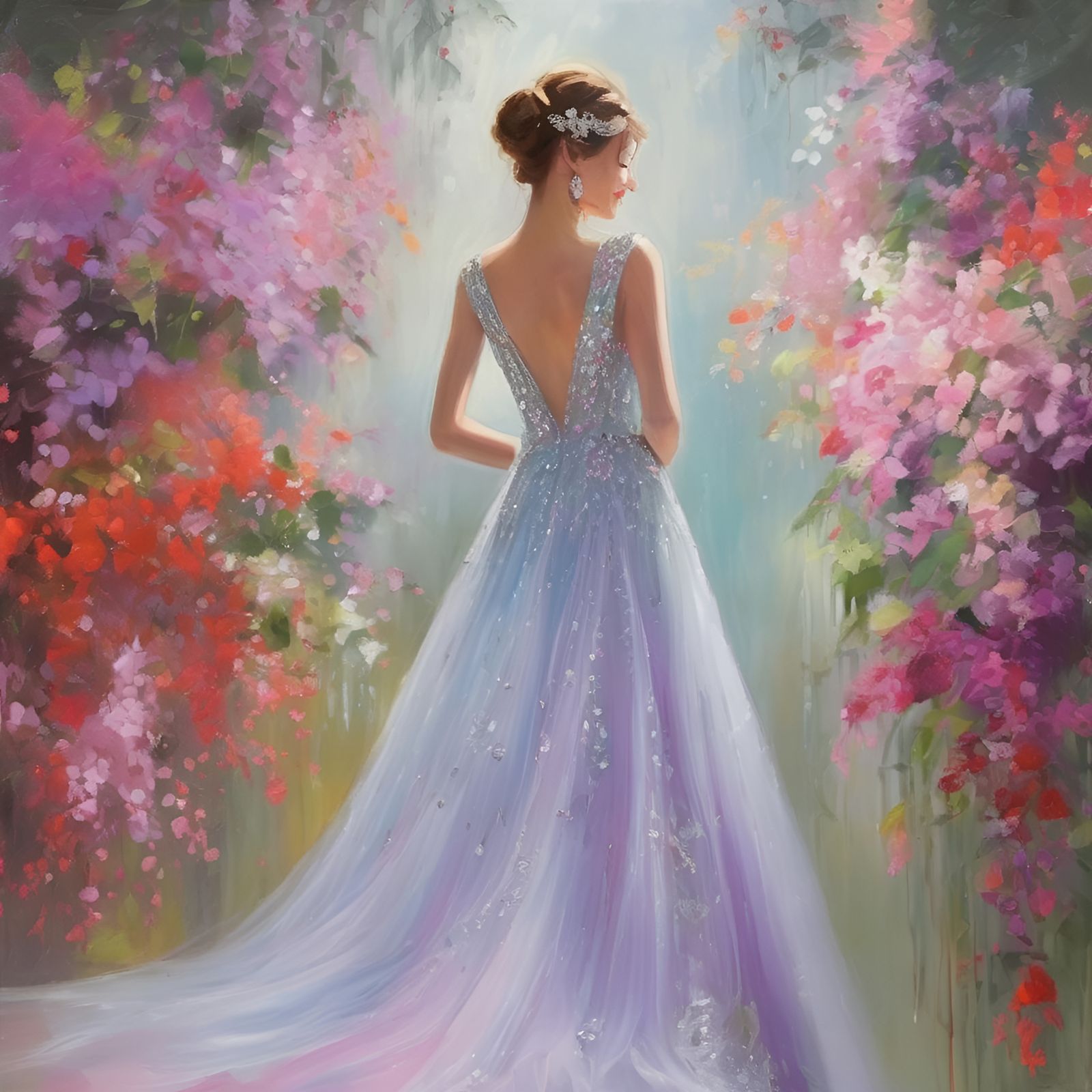 Ballet Dancer with Hydrangeas in Painterly Speedpaint Style