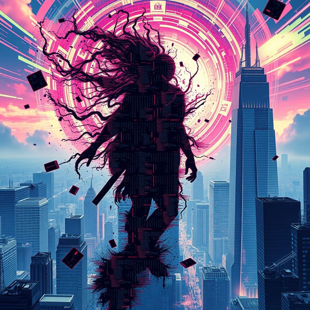 The Glitch: Digital Supervillain in Pixelcore Style