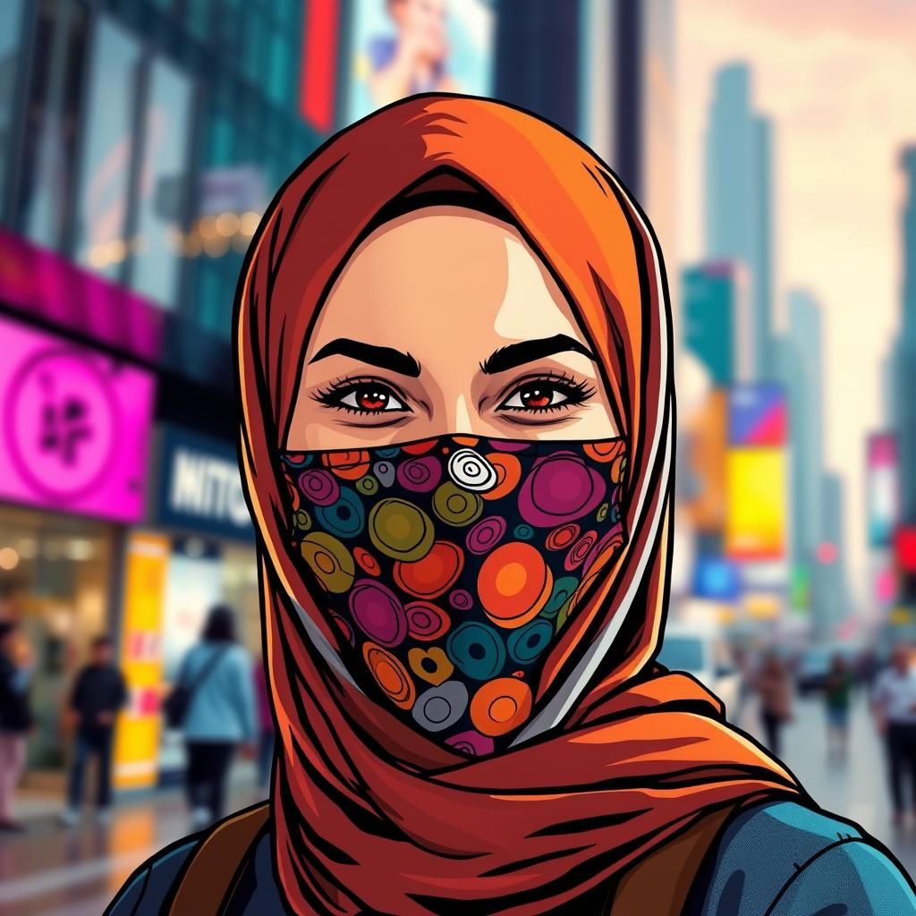 Portrait of Hijab-Clad Woman in Modern Cityscape