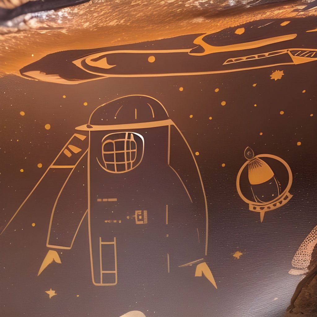 Prehistoric Cave Painting of an Astronaut