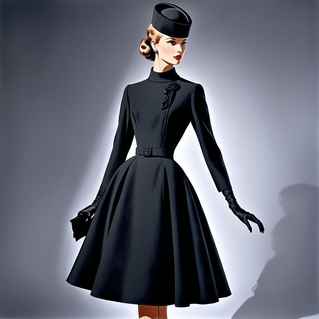 Robe d'après-midi haute couture Automne/ Hiver 1957/ 1958. " Chantal ".