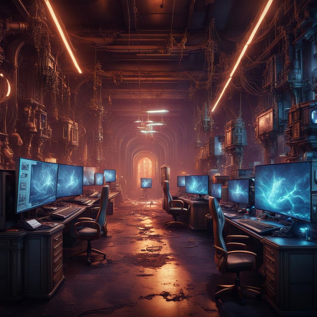 Innovative Electronics Company Logo in Fantasy Art Style